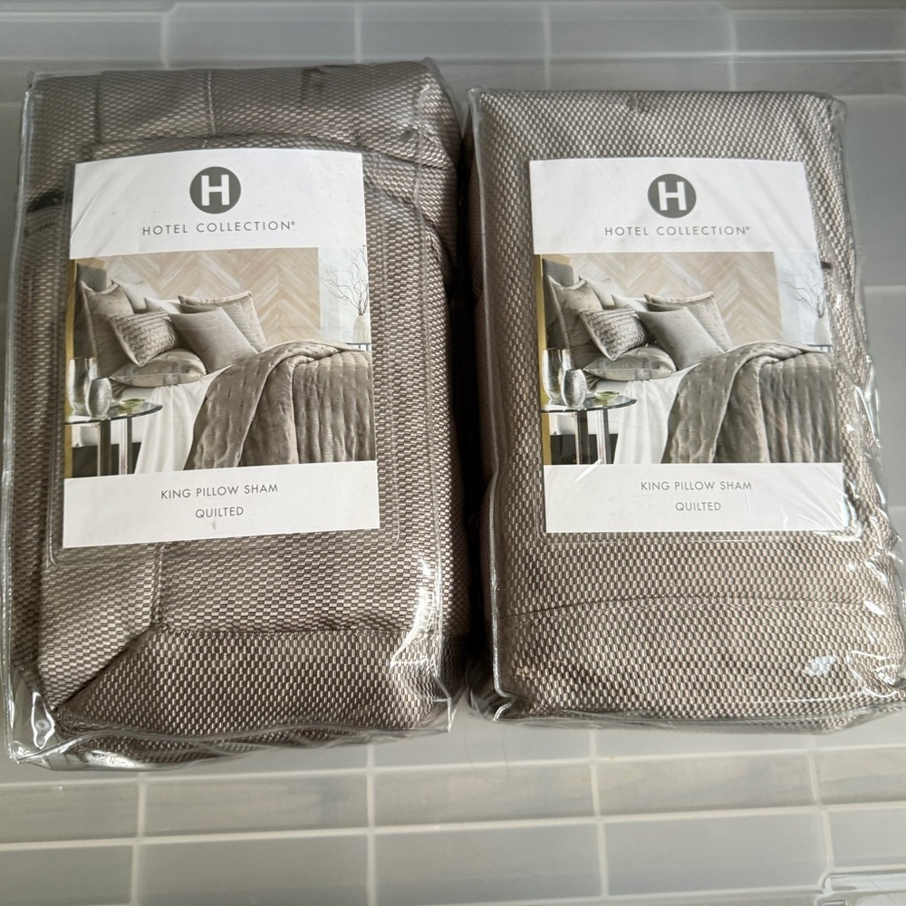 Hotel collection honeycomb trellis king pillow sham quilted set of two new